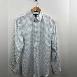 Banana Republic White and Blue Checkered Dress Shirt